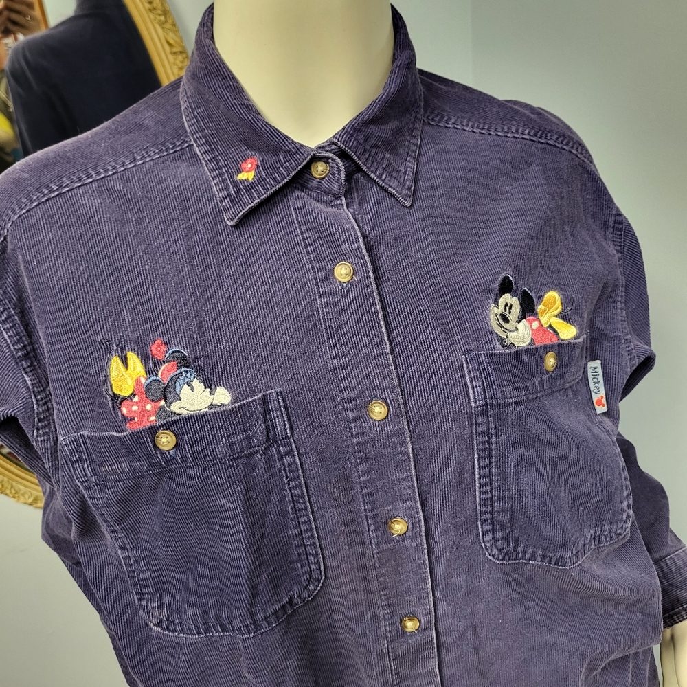 MICKEY UNLIMITED Vintage Minnie Mouse corduroy shirt Jerry Leigh 90s vtg